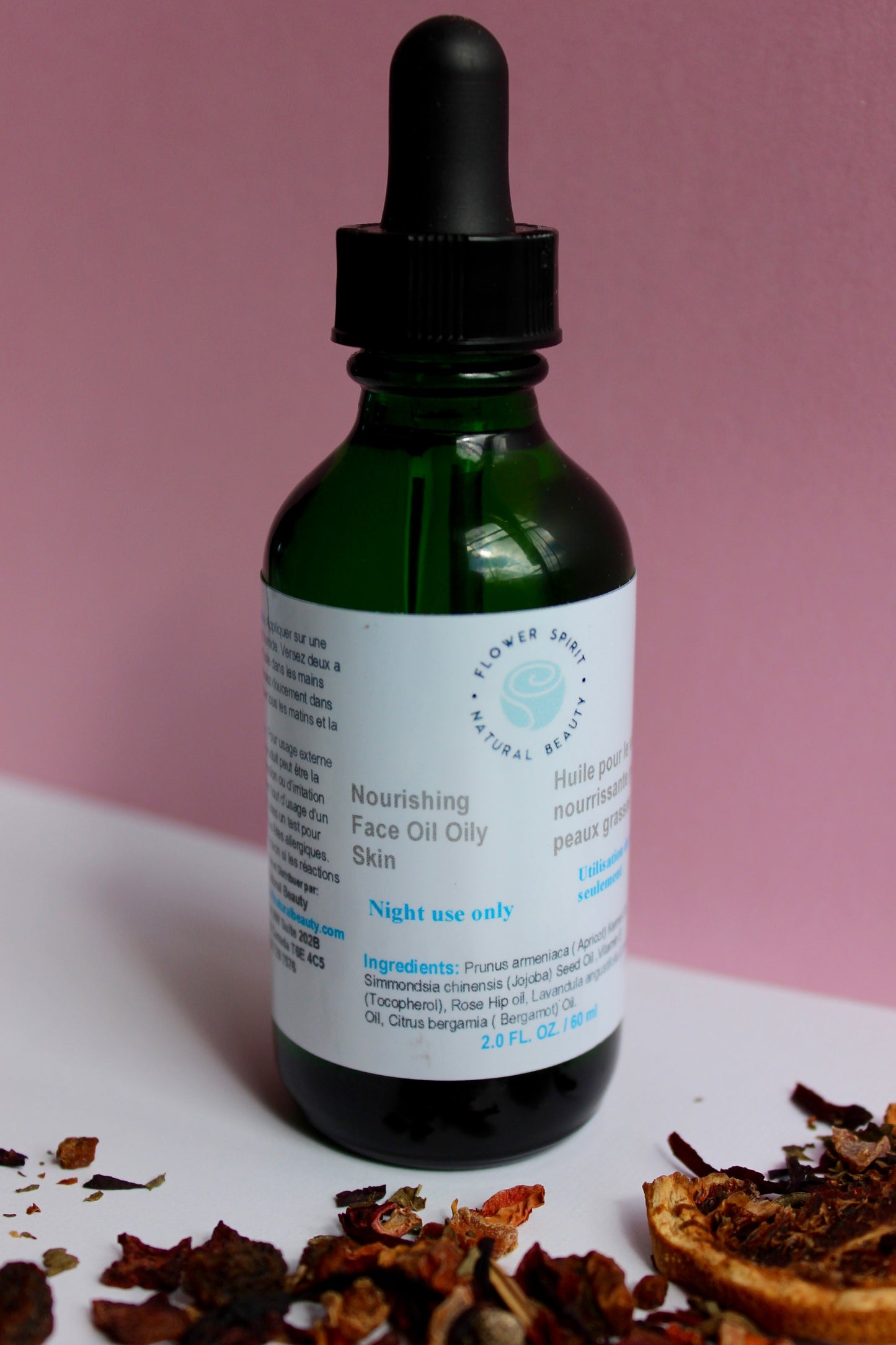 Nourishing Face Oil for Oily skin. Formulated with lightweight plant- base oils and essential oils that help regulate sebum production and balance oil skin. Flower Spirit Natural Beauty.