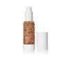 Skincare bottle with a white cap and brown textured body on a white background